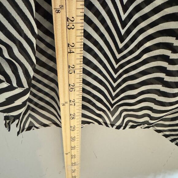 Liz Claiborne Collection Black White Striped Button Front Blouse Sz 10 Y2K Sheer - Picture 4 of 8